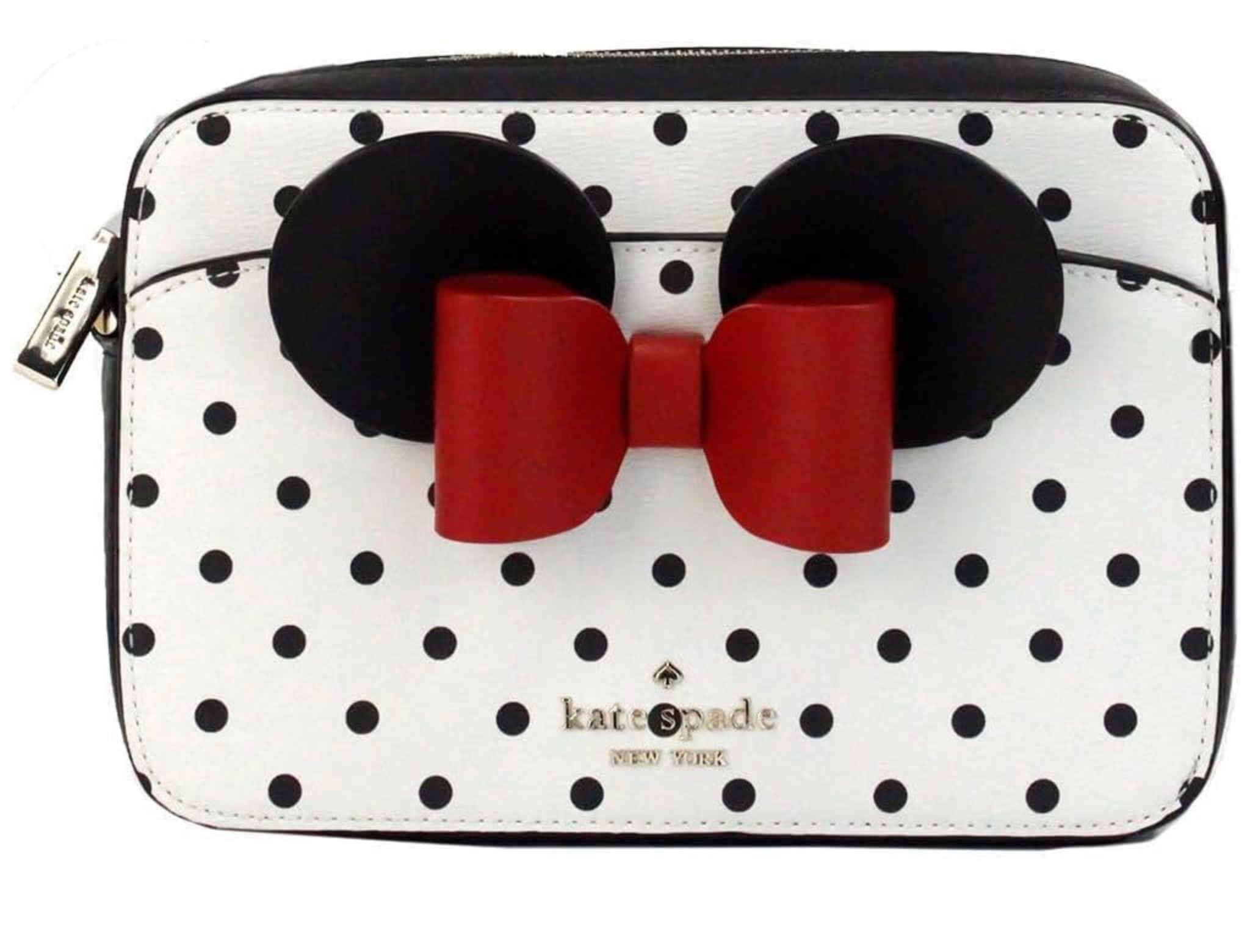 Kate Spade X Disney Minnie Mouse Ear White Polka Dot Crossbody Camera Bag